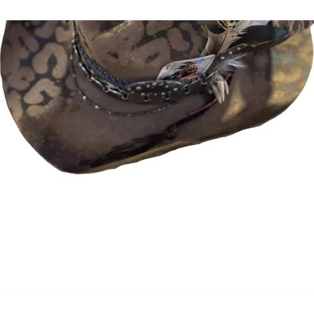 NEW ART BY AMY LABBE women's fedora hat in brown cheetah